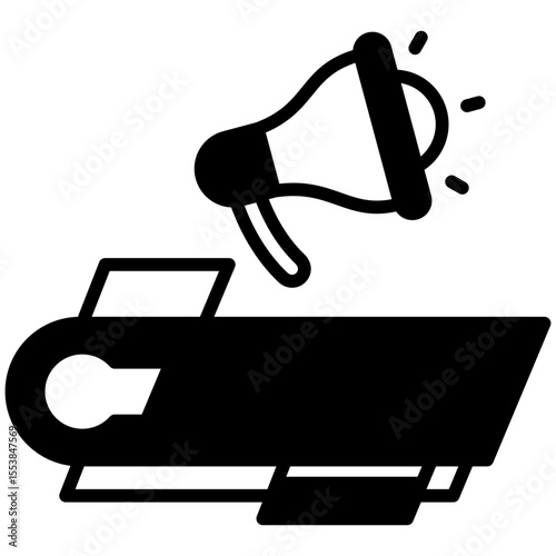 Banner News dual tone mini illustration glyph icon, use for journalist, broadcasting, news and media UI, UX kit, app and web development, digital or print.