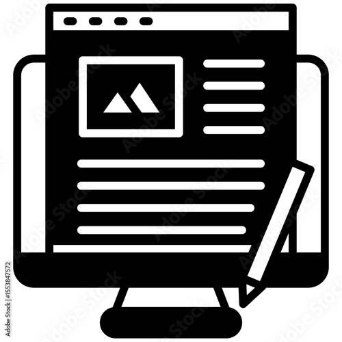Blog Post dual tone mini illustration glyph icon, use for journalist, broadcasting, news and media UI, UX kit, app and web development, digital or print.