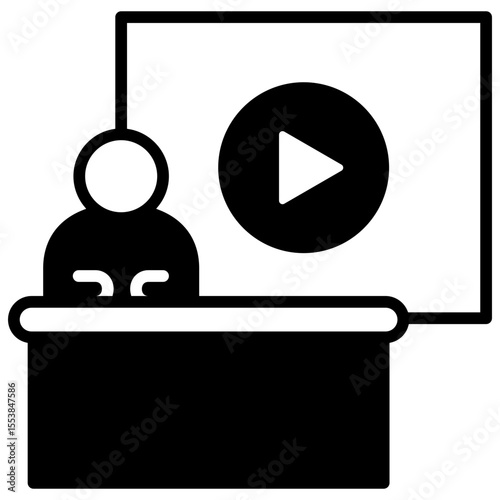 Channel dual tone mini illustration glyph icon, use for journalist, broadcasting, news and media UI, UX kit, app and web development, digital or print.