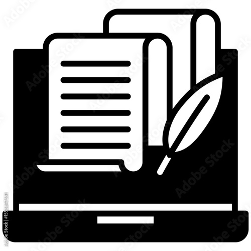 Column Writer dual tone mini illustration glyph icon, use for journalist, broadcasting, news and media UI, UX kit, app and web development, digital or print.