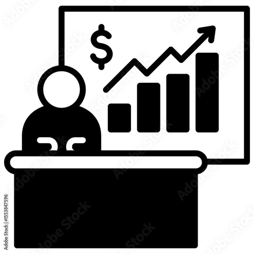 Chart Report dual tone mini illustration glyph icon, use for journalist, broadcasting, news and media UI, UX kit, app and web development, digital or print.