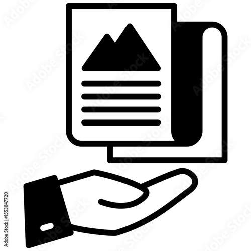 Publish mini illustration glyph icon, use for journalist, broadcasting, news and media UI, UX kit, app and web development, digital or print.