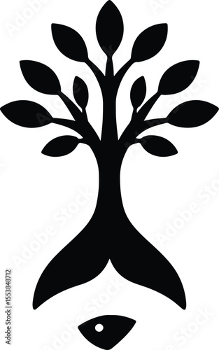 Video abstract tree blends with fish tail creative conceptual idea
