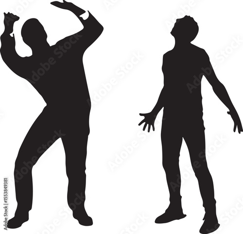 Silhouettes of a girl and a woman dancing together in vector illustration