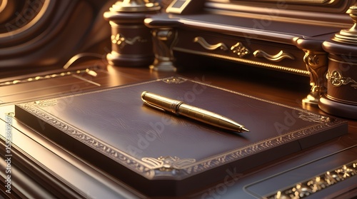 Golden Executive Desk – Elite Business Workspace