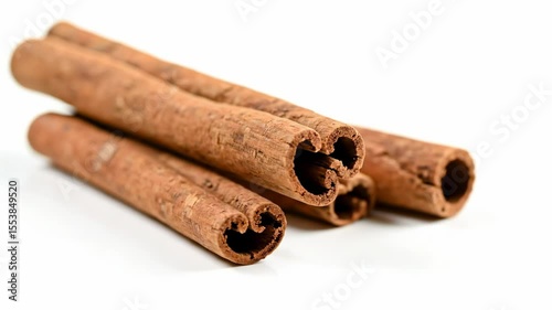 Group of cinnamon sticks with visible layered ends