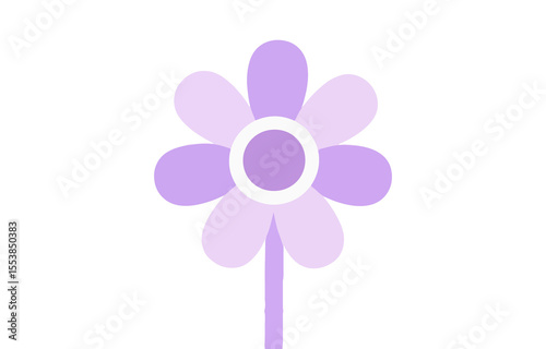 Simple Purple Flower Illustration on Transparent Background