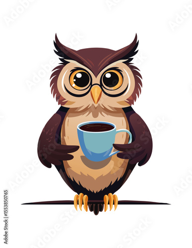 owl holding coffee