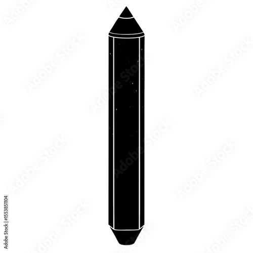 Black silhouette of a digital stylus pen with pointed tip and eraser end representing graphic tablet tool digital art technology handwriting drawing device creative design and electronic input 