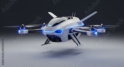 White Drone with Blue Lights