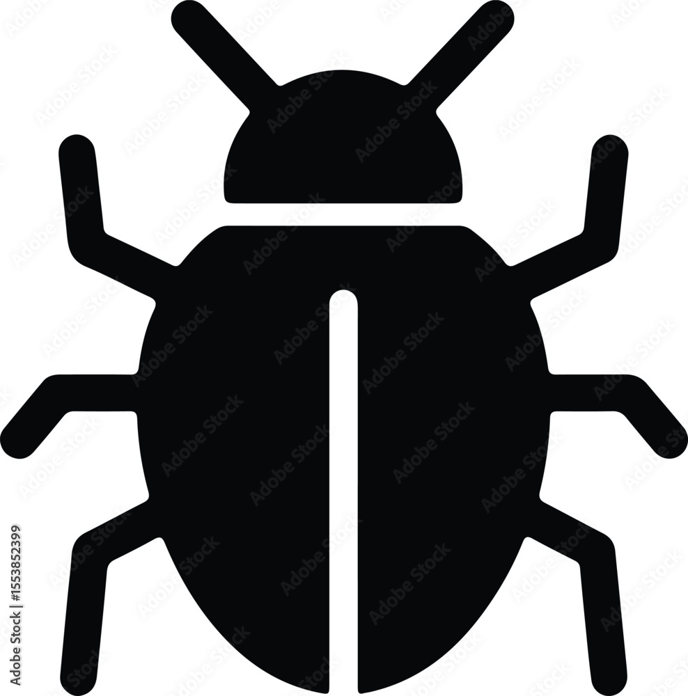 Video black silhouette icon of a simple ladybug or beetle Video black silhouette icon of a simple ladybug or beetle