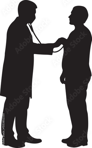 Healthcare scene showing a doctor examining a patient with stethoscope, conveying a medical consultation and general practitioner visit.