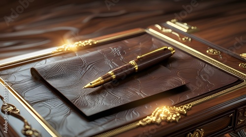 Golden Executive Desk – Elite Business Workspace