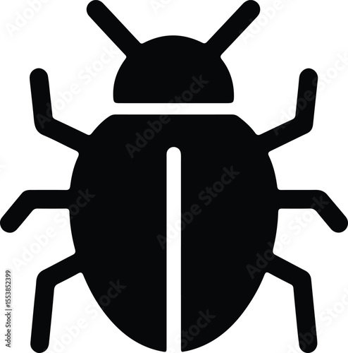 Video black silhouette icon of a simple ladybug or beetle