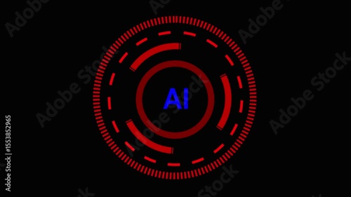 Futuristic AI Interface Digital Circular HUD Design High-tech AI interface with glowing circular HUD elements on dark background, symbolizing artificial intelligence data processing 4k video animation