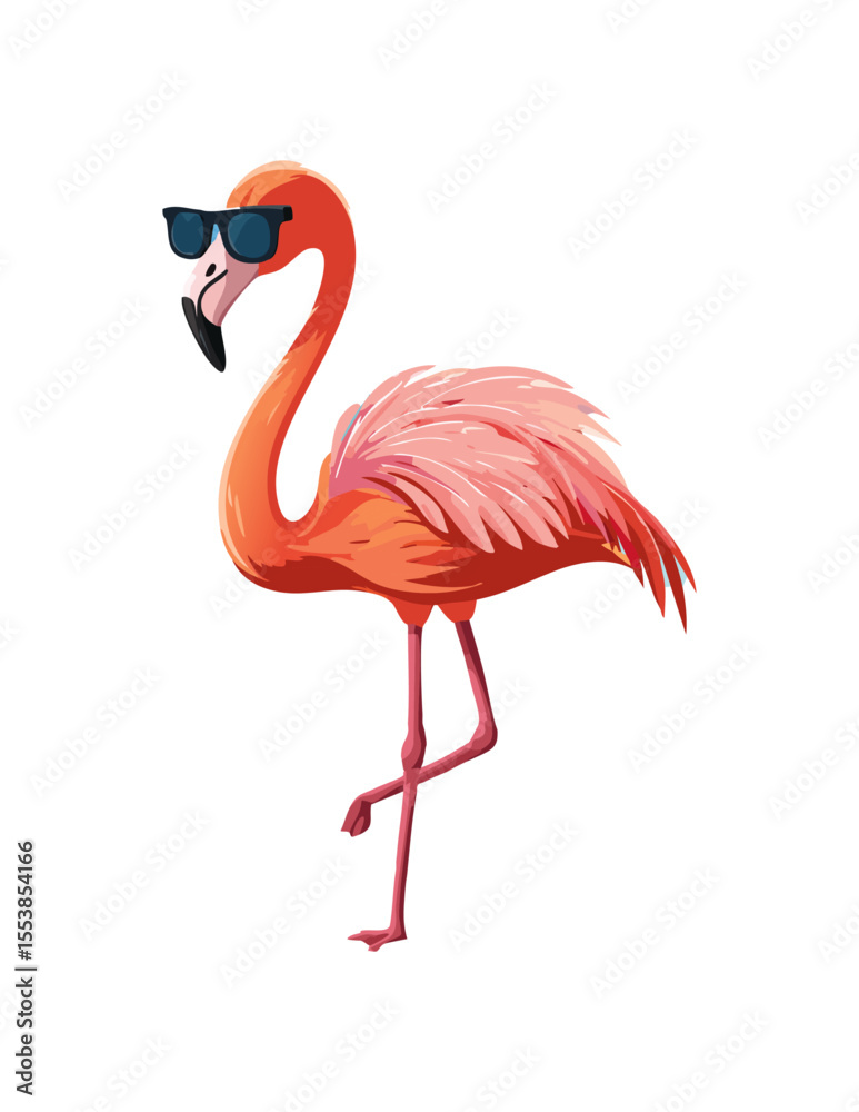 Obraz premium Flamingo with sunglasses