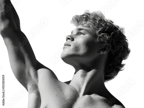 Prone swimming pose white man alternating arms strengthening lumbar isolated
