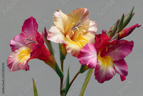 A botanical illustration of Gladiolus imbricatus, showcasing its beautiful flowers in a natural setting