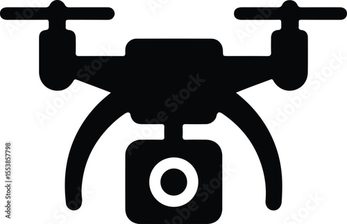 Video drone silhouette flying aerial technology icon design