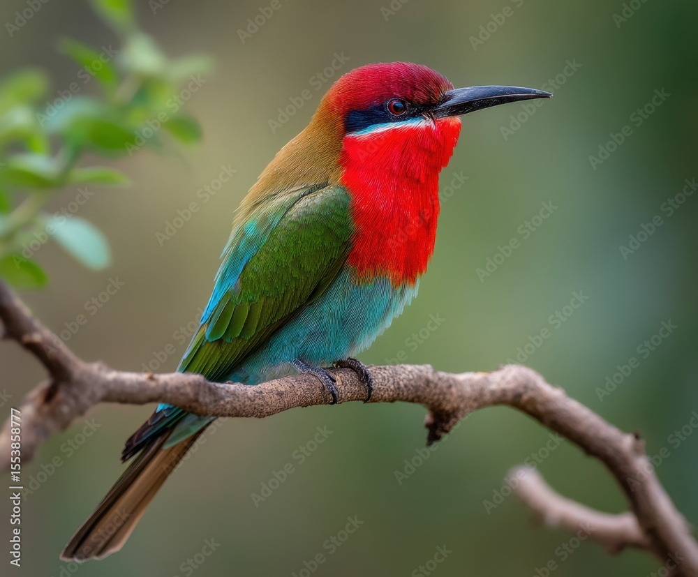 Fototapeta premium Red-throated Bee-eater, Merops bulocki, in the wild
