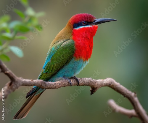 Red-throated Bee-eater, Merops bulocki, in the wild photo