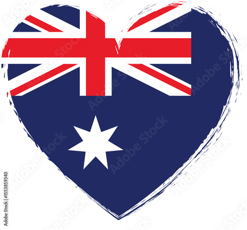 Free Download brush painted heart shape banner with Australia flag - GFXLoad