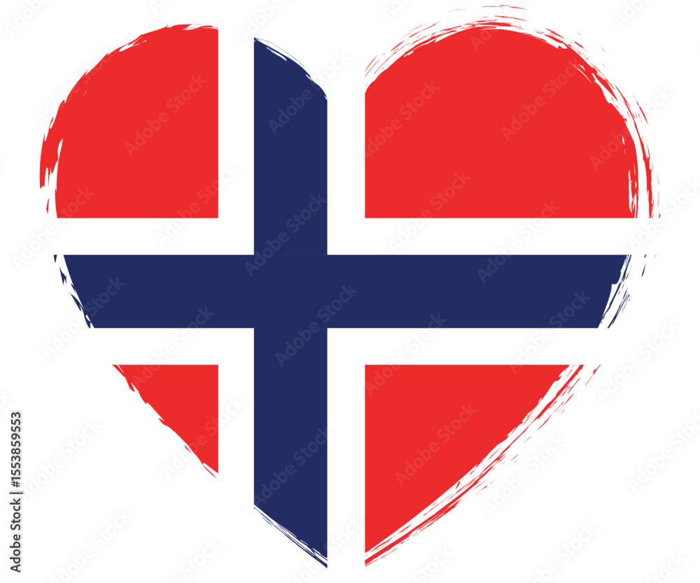 Fototapeta premium brush painted heart shape banner with Norway flag