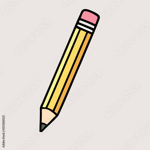 Bright Colorful Pencil with Pink Eraser for School Design