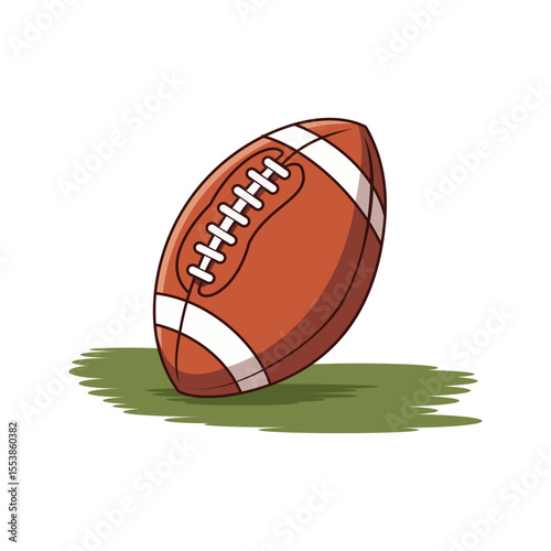 American Football Ball Vector with Grass Background. Vector illustration of American football ball on green grass. Ideal for game day, sports flyer, or athletic poster designs.