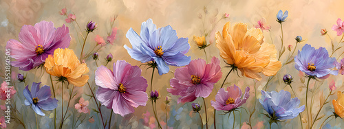 Beautiful floral set with watercolor hand drawn summer wild field flowers. Stock illustration. Clip art.