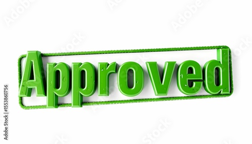 Approved 3D Stamp Text | Green Glossy Typography for Notification Banners