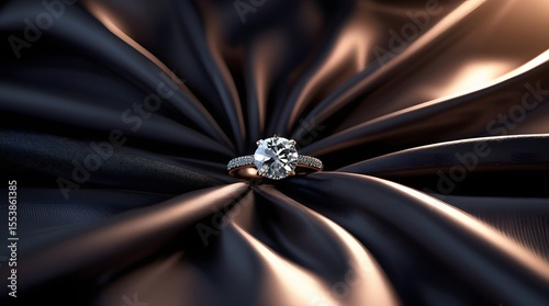 Diamond ring on black satin