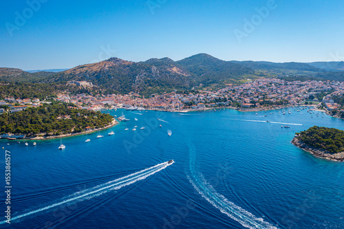 Fototapeta Naklejka Na Ścianę i Meble -  Aerial view of Paklinski Islands in Hvar, Croatia
