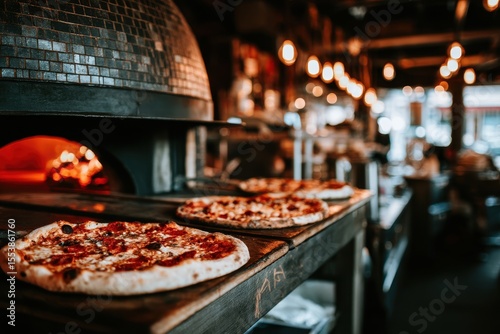 A special tray, fitted with a handle and holding a raw pizza, is positioned inside the oven to be roasted over fire