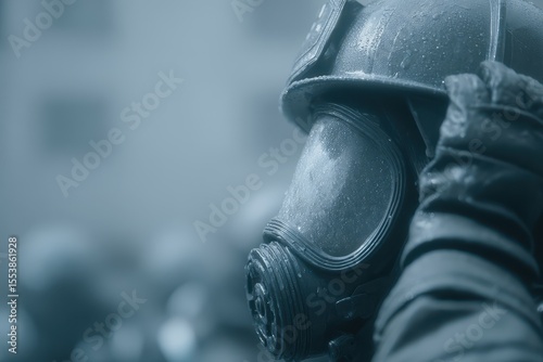 A street fire is being extinguished by a firefighter, who is the main subject, using a water hose