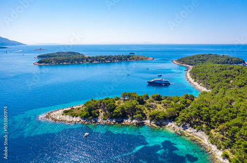 Aerial view of Paklinski Islands in Hvar, Croatia
