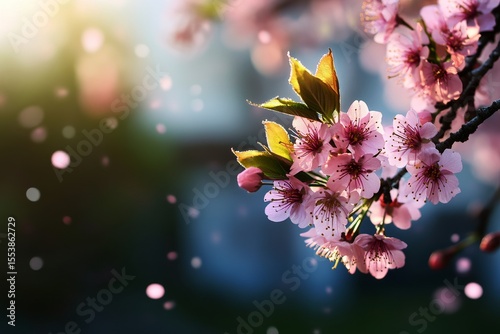 Blossoming Cherry Blossoms in a Serene Setting During Springtime With Gentle ...