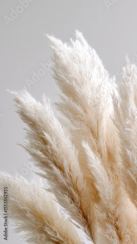 Elegant Dried Pampas Grass Arranged in a Stylish Manner Against a Neutral Bac...