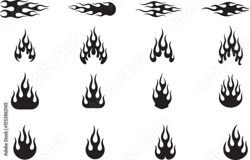 Sixteen Black Silhouette Flame Graphics fire heat