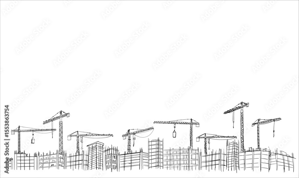 Obraz premium Building crane sketch