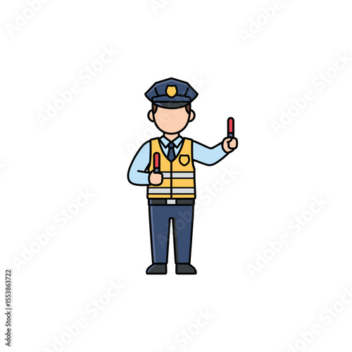 Traffic Officer Directing Traffic Illustration of a Police Officer Managing Road Safety