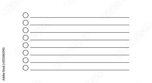 A minimalist hand drawn checklist is seen with seven blank lines and circles on the left for marking progress. The style is simple, clean, and ideal for organization