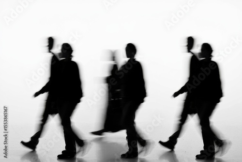 Silhouetted Figures in Motion: An Artistic Representation of Movement, Shadows, and the Ambiguity of Human Presence
