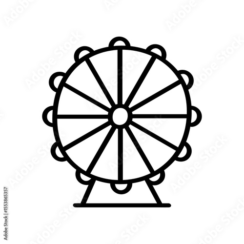A basic line drawing depicts a Ferris wheel. The amusement park ride is simplified with a hand drawn style, resembling a doodle