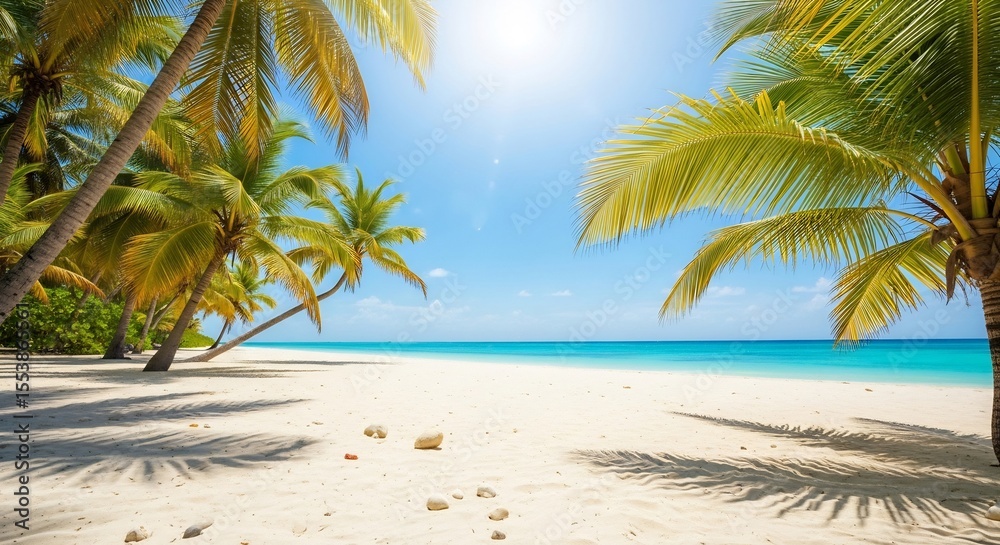 Obraz premium tropical beach with palm trees