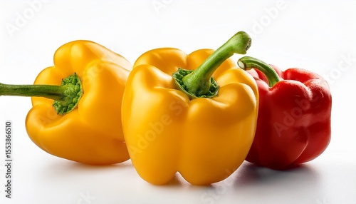 yellow bell pepper vegetable white background isolated fresh spice food