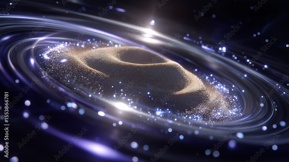 Obraz premium Levitating Sand Particles in a Magnetic Orbit in Space