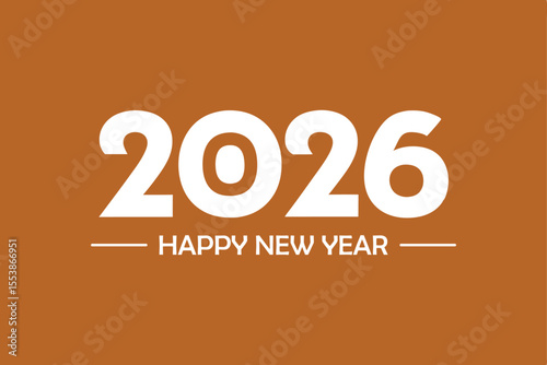 2026 Happy New Year Text on Brown Background with Horizontal Lines vector