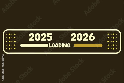 2025 and 2026 Loading Bar with Stars on a Dark Brown Background progress