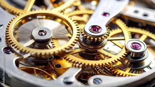 Wallpaper Mural Mechanical Watch Gears Close-up in Motion Torontodigital.ca